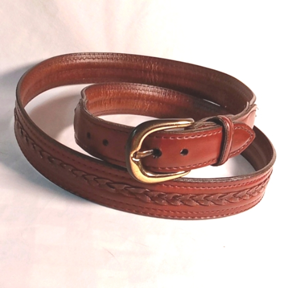 Cowhide Brown bonded leather belt
